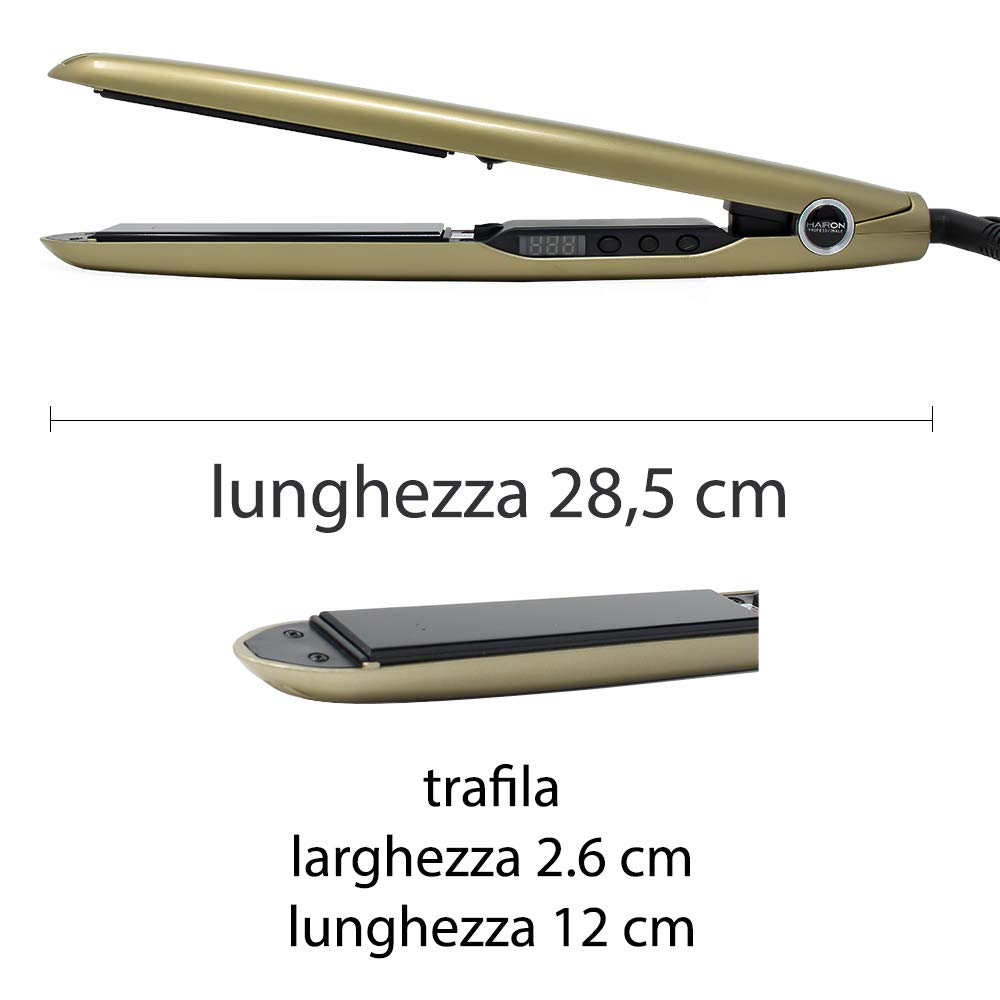 EUPHORIA - Plancha de pelo profesional de turmalina con pantalla digital y temperatura ajustable hasta 230° + ALTÉAX® Funda de piel sintética fabricada en Italia