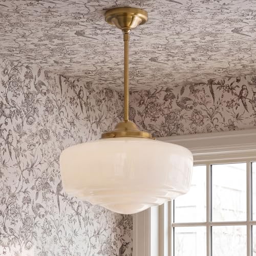 Milk Glass Pendant Light Modern Schoolhouse Light Fixture Handblown Kitchen Lsland Glass Pendant Lights  12 Milk Glass Chandelier for Hallway Bedroom Dining Room Foyer E26 Bulb Included