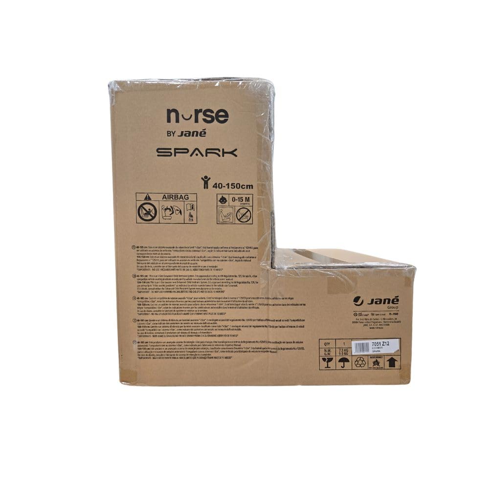Nurse Spark Siège Auto Bébé iSize, 40 à 150 cm, 0 à 12 Ans, Isofix, Top Tether, Pivotant 360, Position de Charge, 13 Positions, Gris
