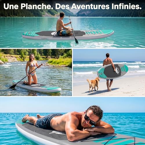 SereneLife Paddle Gonflable Adulte 305 x 81 cm – Stand Up Paddle Gonflable Stable et Antidérapant avec Accessoires, Planche Sup pour Lac, Rivière, Yoga et Pêche – vue 6