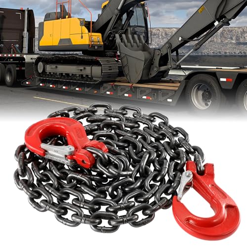 BEAMNOVA 3/8 Inch Tow Chains with Slip Hooks 6900lbs Working Load Heavy Duty Trailer Safety Chain Grade 80 Log Chain Towing Accessories for Trucks Car Vehicle Binder Recovery Chain