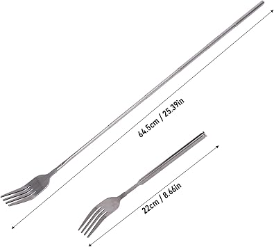 Extendable Fork, Long Handle Portable Telescopic Fork, Stainless Steel Extending Fork for BBQ, Dinner, Desserts, Sausages, Hot Dogs, Vegetables