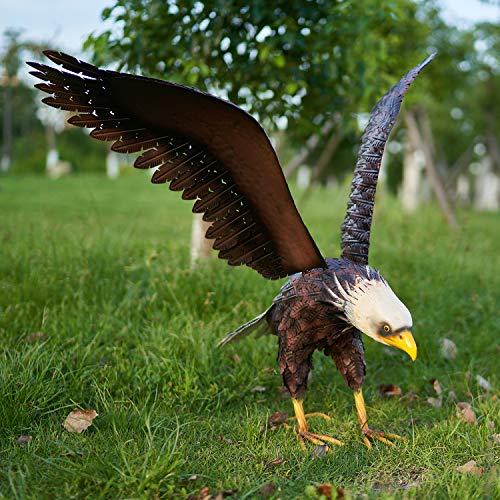 chisheen Bald Eagle Statue Outdoor Garden Sculpture Metal Yard Art Lawn Decoration