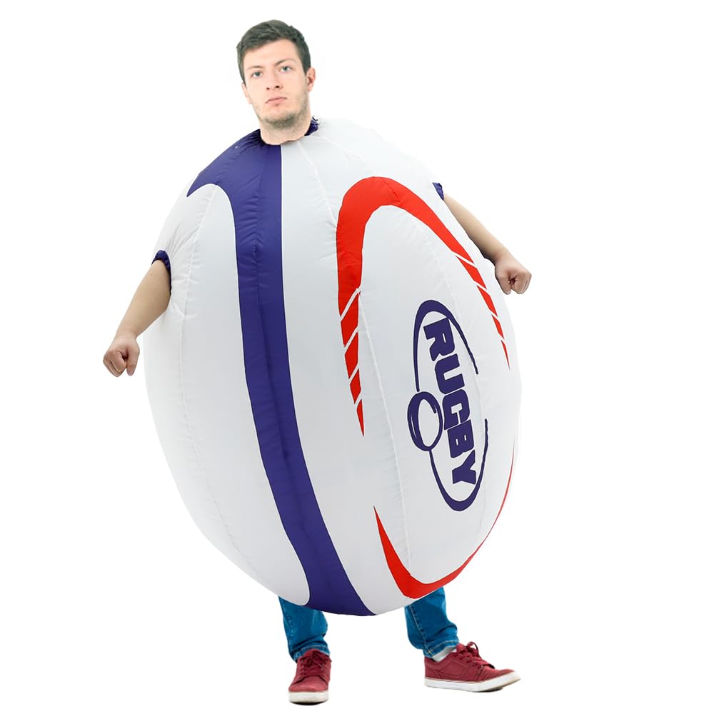 Rafalacy Inflatable Rugby Costume for Adult Blow up Basketball Tennis Ball Costume Funny Fancy Dress Outfit for Parties Festivals and Sporting Events (Rugby) - Image 3