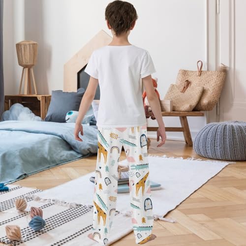 Boy's Pj Pants Crocodile Giraffe Mouse Penguin Lounge Bottoms Elastic Waist Kids Joggers with Pockets Size 6-143