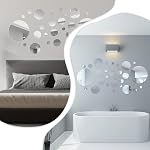 32Pcs Stickers muraux miroirs, Grand Circle Plafond Miroirs pour Décor mural Acrylique Amovible Ensemble de miroirs muraux, Art de l'adhésif mural de salle de bains, pour Chambre Salon Canapé TV Décor de fond