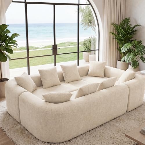 Image of Claiks 106 inch Cloud Boneless Couch, Modular Sofa Bed, Beige