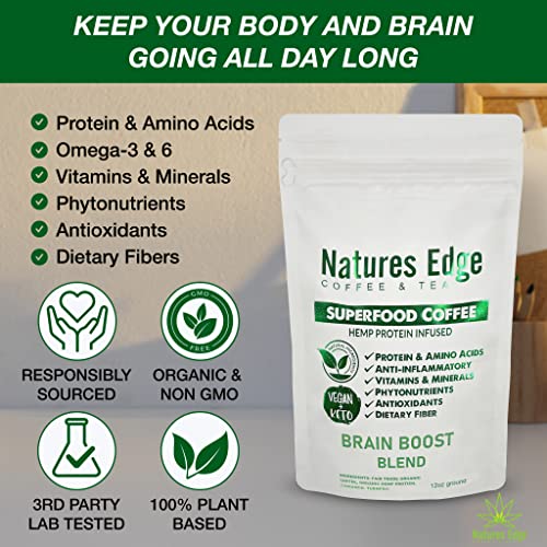 Natures Edge Superfood Ground Coffee, Brain Boost Blend, Medium Roast-12 Oz (Packaging May Vary) #TOP2