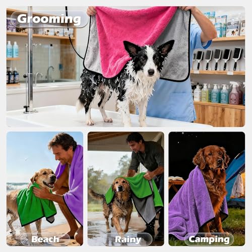 Image of D&C PAWS Ultra Absorbent Microfiber Dog Towels for Drying Dogs & Cats | Quick Dry Pet Bath Blanket, Soft & Fast Drying Grooming Towels for All Breeds (40x60cm -Multicolor B,M-Pack of 1 Pc)