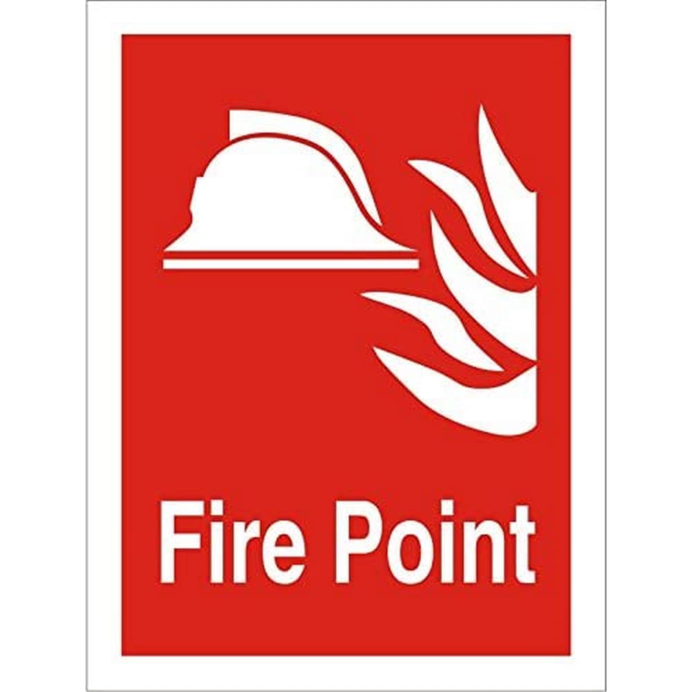 Seco Fire Helmet, Fire & Fire Point Sign, 200mm x 300mm - Photoluminescent Self Adhesive Vinyl