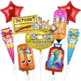 Luftballons Einschulung, Perfekte Deko Schulanfang Für Schulkind Feiern, 9 Stück Bunte Party Ballons Einschulungsdeko
