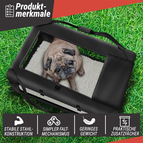 Hunde-Transportbox Tier Hundebox Transporttasche faltbar Hundetasche Haustier-Transport Atmungsaktiv & Wasserabweisend für Hunde & Katzen (XL - 82x60x60 cm)