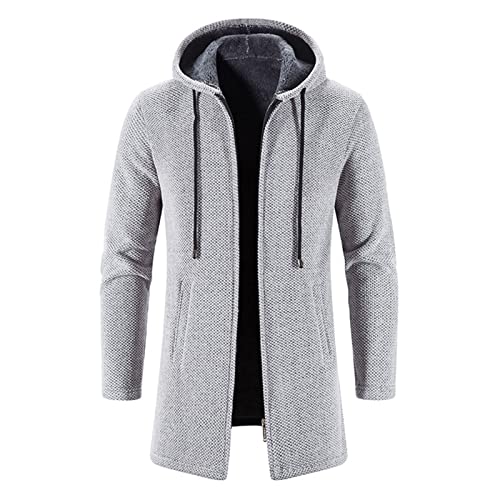 SIYAN Gabardina Cálida De Negocios Y Ocio For Hombre Chaqueta De Transición Al Aire Libre Abrigo Clásico Con Capucha Chaquetas De Invierno De Ajuste Regular Chaqueta, S-3XL(Light grey,XL)