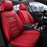 rasiarpio Car Seat Covers for Infiniti G37 2008-2013 Front Pair Red PU Leather Seat Protection Cushions Airbag Compatible MH51 Type Waterproof