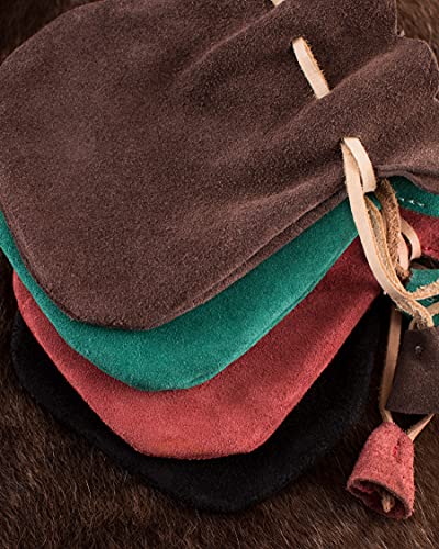 Battle-Merchant Lederbeutel Geldkatze Geldbeutel aus Wildleder | Wikinger Mittelalter LARP (Dunkelbraun)