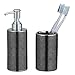 Wenko Set Accessoires Salle de Bain, gobelet Brosse à dent, Distributeur Savon Liquide, Céramique, Nuria