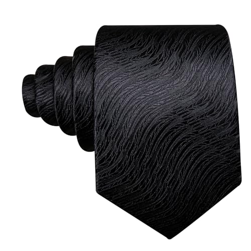 Image of Barry.Wang Man Stripe Ties Set Silk Woven Pocket Square Necktie Cufflinks Formal Party Business