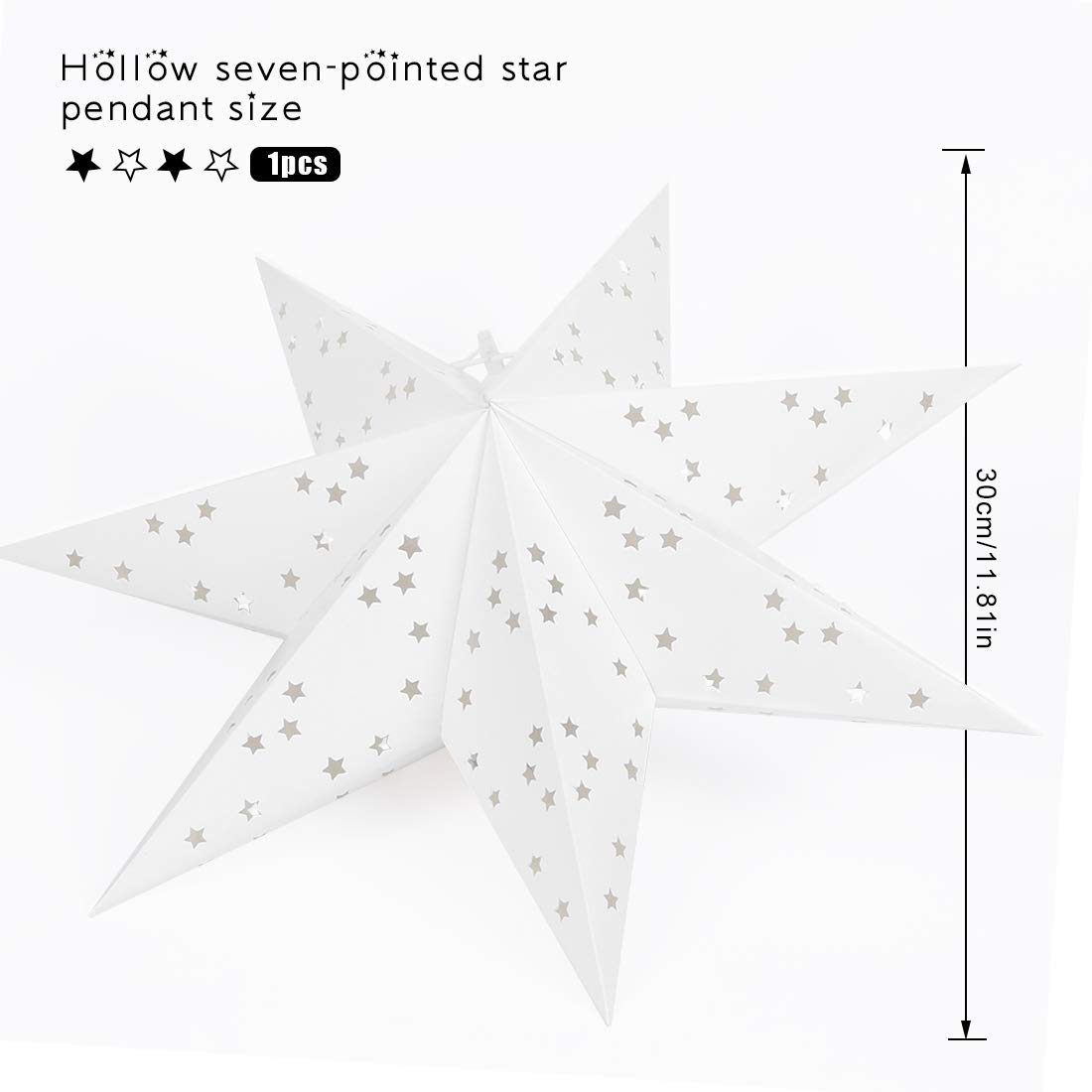 Wishstar Linternas Papel Estrella Navidad, Estrella Diámetro 45 cm Plegables Ahuecan Colgantes Linternas para Decorativas de Fiesta de Navidad Habitaciones, Cumpleaños y Bodas (Blanco 1pcs)