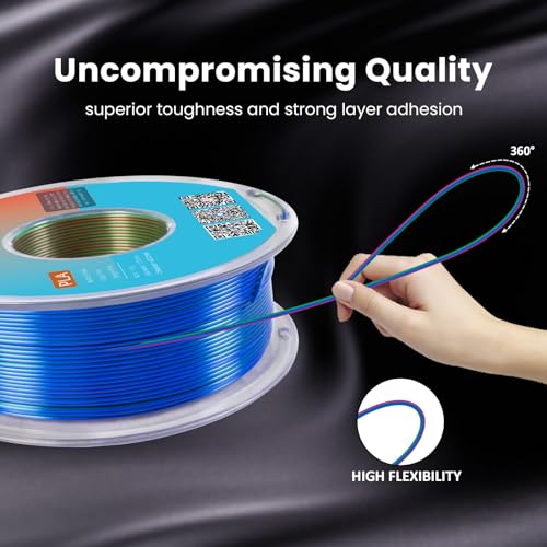 Image of Tri Color Silk PLA Filament 1.75mm Red Blue Green 1KG, Shiny High Gloss Finish, Seamless Color Transition, Neatly Wound, Accuracy + /-0.02mm Vacuum Packaging