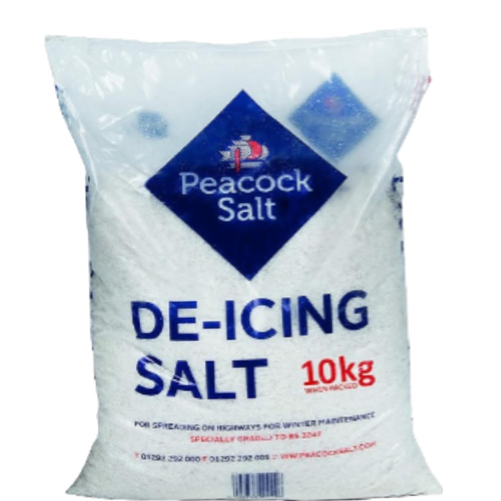 Kaynur White De-Icing 10Kg Bag Rock Salt For Clearing Roads Paths And Driveways Garden Areas Unwanted Snow Melt And Ice Melter Than Grit