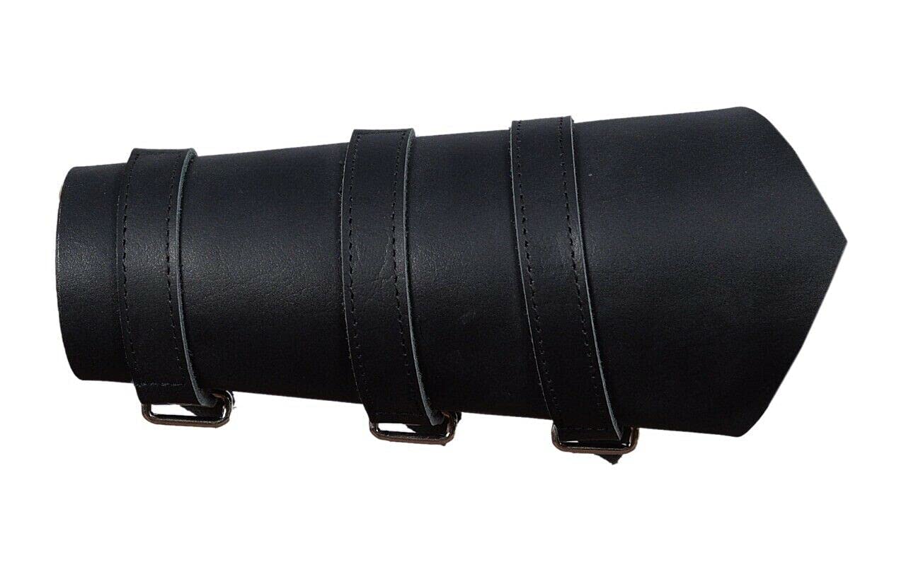 Black Leather Vambrace Gauntlet Cuff Wristband Steampunk Re-enactment Arm Guard
