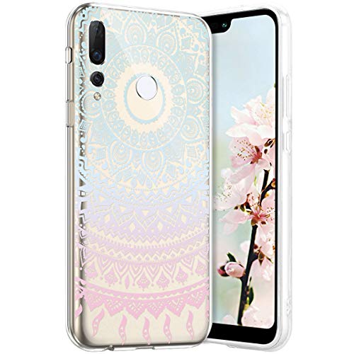 Robinsoni Case Compatible with Huawei Nova 4 Cover Huawei Nova 4 Case Transparent Crystal Case Soft Silicone TPU Case Glossy Gel Rubber Cover Clarity Ultra Thin Cover Buhhda Flower Cover