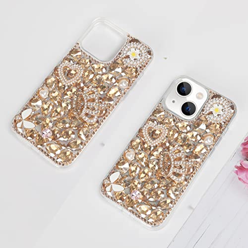 Coque luxe iPhone 15 Plus couronne en strass et finitions dorées - 7