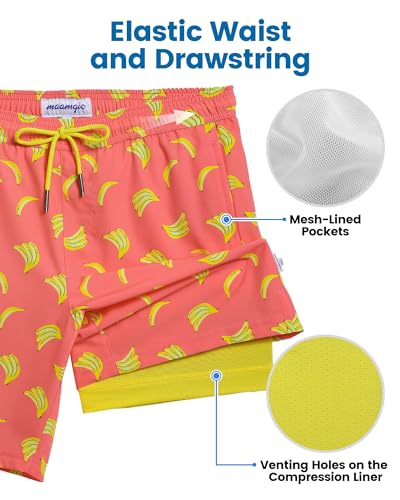 Image of maamgic Mens Swim Trunks with Compression Liner 7 Inch Inseam Mens Bathing Suit Quick Dry Swimming Trunks Swimsuit