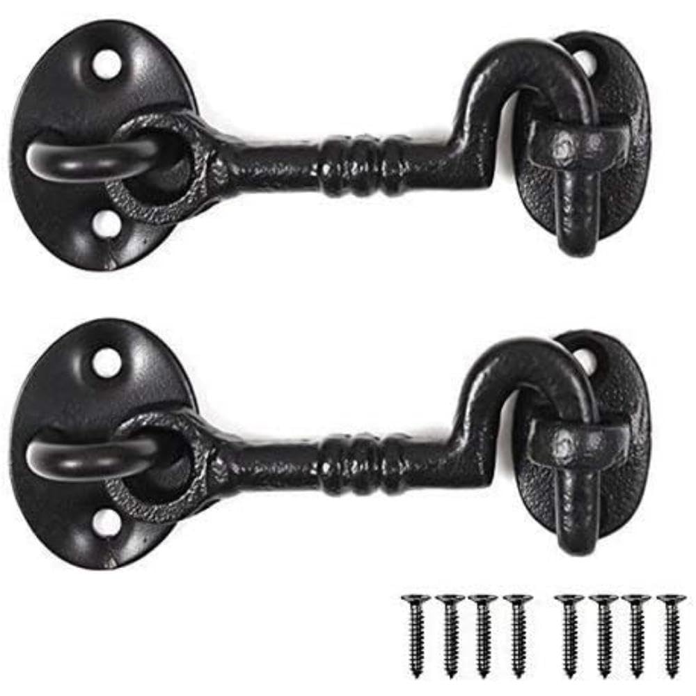 Merriway BH06964 (2 Pcs) Black Cast Iron Traditional Cabin Hook 75mm (3 inch) - Pack of 2 Pieces