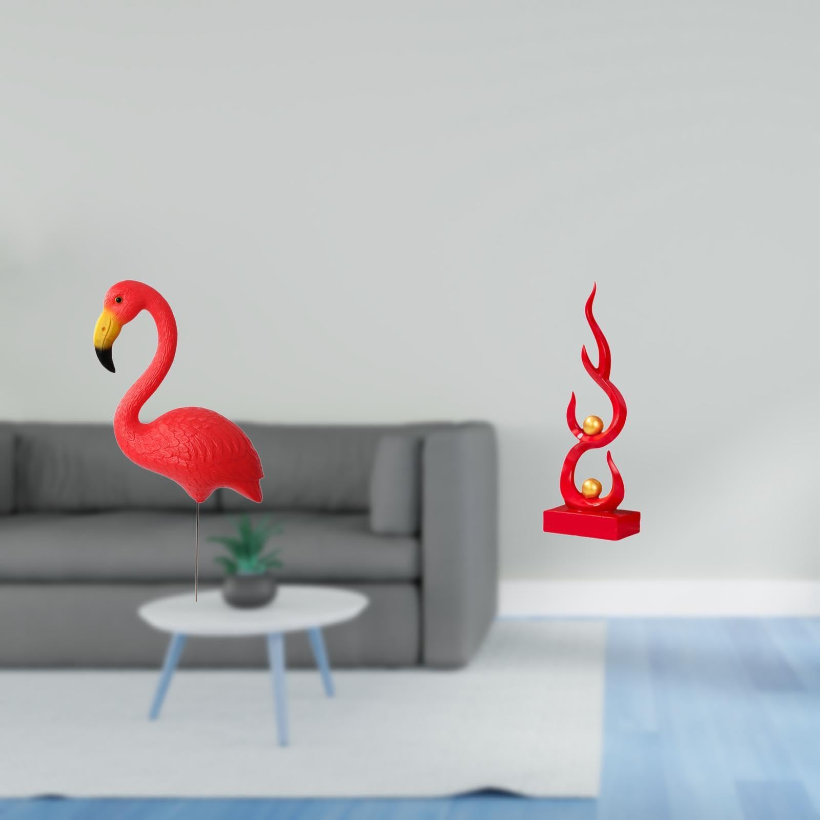 Enakshi® Flamingo Fire Garden Sculpture Resin Figurine Yard Art Ornament for Holiday Spring Patio Office Bookshelf Modern Craft Gift-image-24