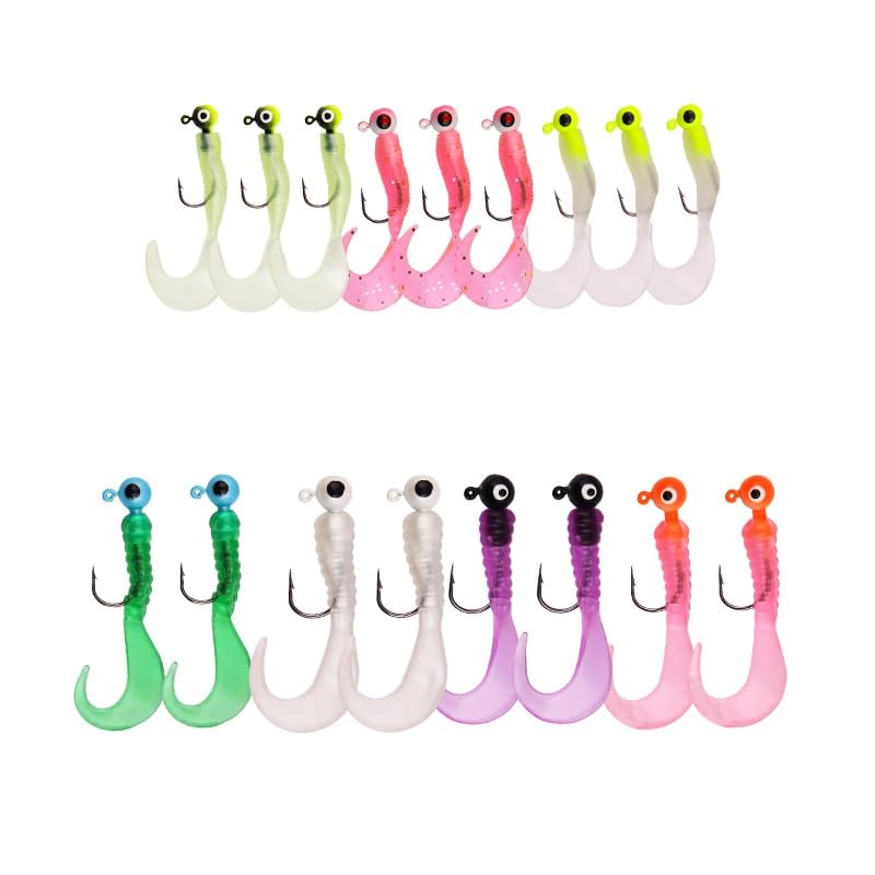 DTECGOUG 17 Pieces of White grub Fishing Bait, Soft Bait, Plastic Tail Bait, Artificial Worm Fishing Bait Set, Swimming Bait Set, sea bass, Trout, Saltwater, Freshwater Fishing