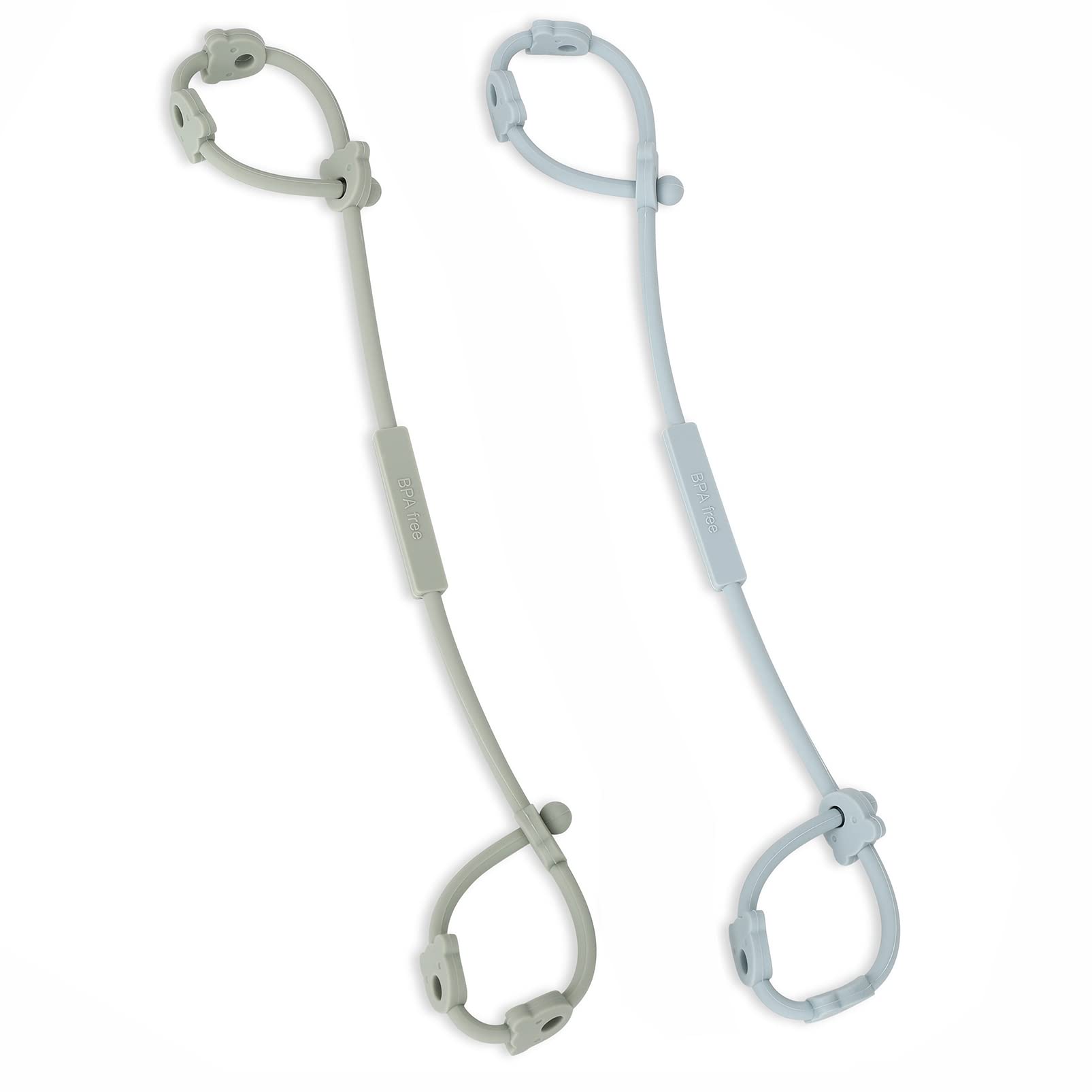 Toy Safety Straps, AULEGE 2 Pack Stretchable Silicone Pacifier Clips, Adjustable Baby Bottle Toy Teethers Harness Straps for Strollers, High Chair, Hanging Baskets, Cribs, Shopping Trolley, Car Seat