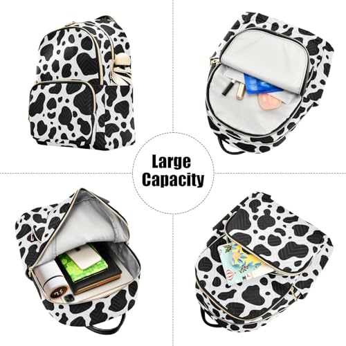 Image of Cow Print Mini Backpack Fashion Backpack Purse for Women,Handbag Shoulder Bag Casual Daypack, Ladies Gift for College Work (M)