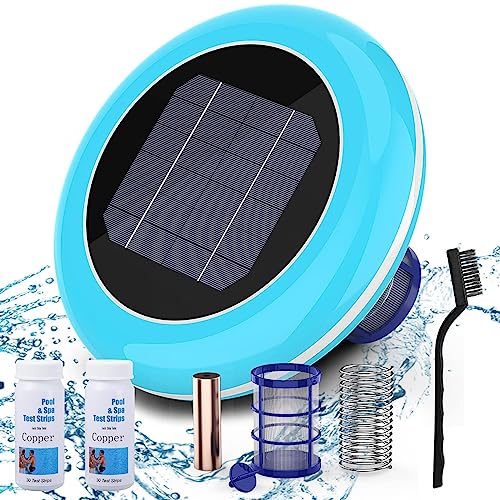 NURCIX Purificador de Piscina de energía Solar, ionizador de Piscina Solar, 85% Menos de Cloro, hasta 35 000 galones, Compatible con Piscinas de Agua Dulce y Salada, spas, Accesorios de jardín