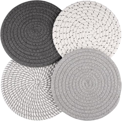 Juego de 4 salvamanteles redondos de 18 cm, posavasos para sartenes, salvamanteles de fieltro, redondos, para cocina, ollas, tazas, sartenes y platos