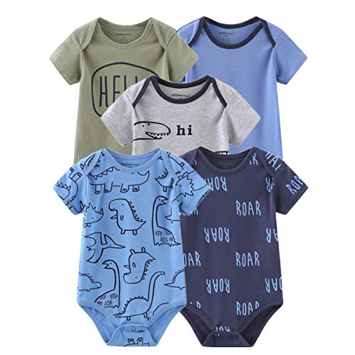 Image of Kiddiezoom Newborn Baby Unisex Cotton One-Piece Bodysuits Baby Gift 5-Pack Baby Clothes