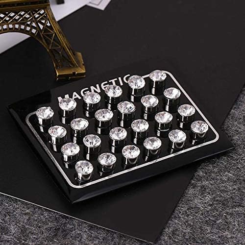 12 Pairs 4/5/6mm Round Zircon Weight Loss Crystal Ear Stud, Unisex Healthy Magnetic Therapy Earrings,No Piercing (White, 6mm)
