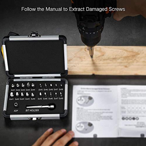 Jellas 22PCS Schraubenausdreher Set, Jellas Beschädigte Schraubenentferner Set, Separate Bohr- und Extraktionseinsätze, aus Schnellarbeitsstahl, für beschädigte Schrauben 2-12mm, Härte 64-65HRC