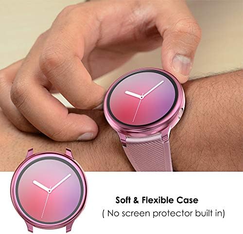 Simpeak 5-Pack Screen Protector Case Compatible with Samsung Galaxy Watch Active 2 40mm, TPU Soft Screen Protector Bumper Cover, Rose Pink+Rose Gold+Black+Clear+Silver
