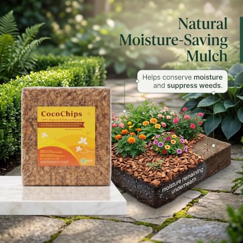 Image of Coco Chips 5Kg Brick Natural Low EC Coconut Husk Chips Soil Enhancer for Gardening Expands to 20Kg Eco-Friendly Potting Mix Orchid & Houseplant Root Aeration Moisture Retention