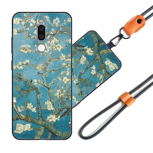 JEZSTHAI Funda Compatible con MEIZU X8 Carcasa de Silicona Suave con Correa Colgante Correa de Cuello Cordón para Movil,Anti-Choque Protección Case con Patrón.Patrón*A10