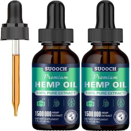 2 Pack m Oil Drops for Pain Relief Anxiety Skin - High Potency Strength Organic Hemp Tincture - Natural m Oils Extract-m Supplements Vegan Non-GMO