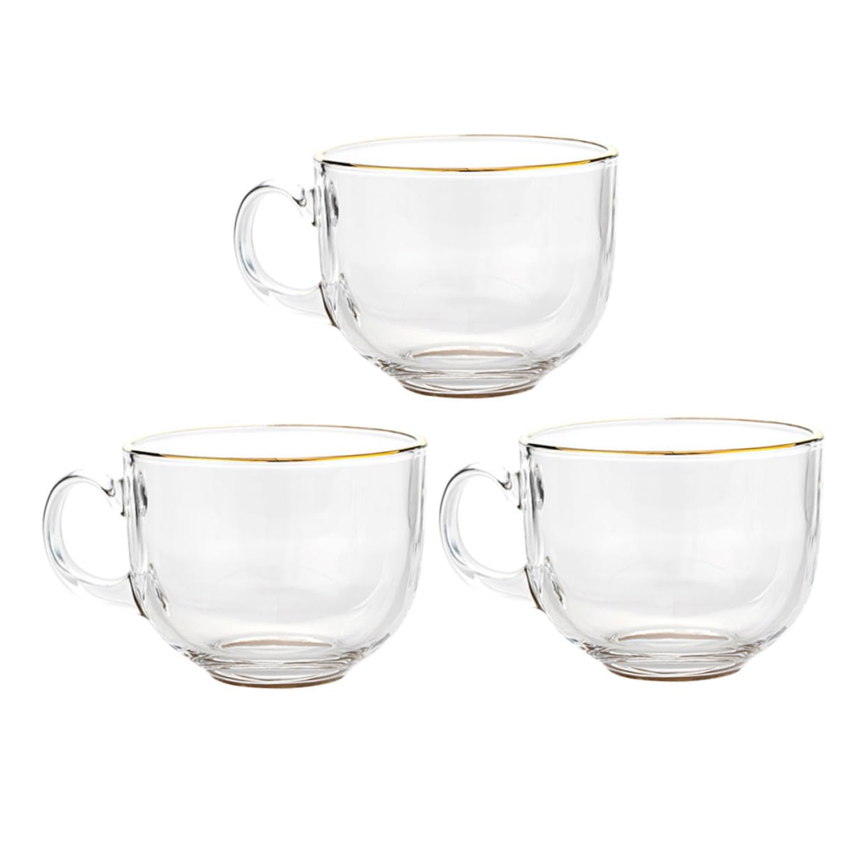 3 pezzi Tazze in Vetro Trasparente per Latte Bicchieri da Colazione e Ufficio Versatili per Tè e Bevande Calde e Fredde