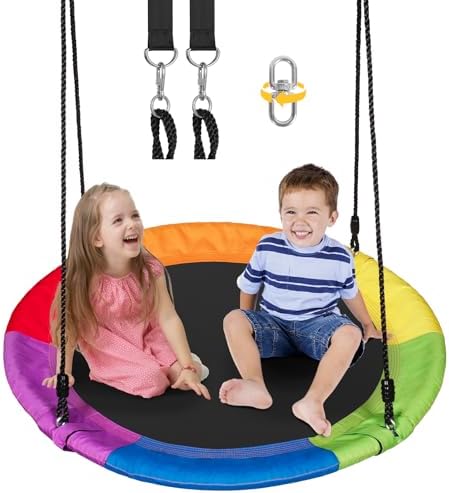 DECORLIFE 40 in Tree Swing for Kids & Adults, Reinforced 4-Tubes Steel Frame & 700lb Capacity with 900D Oxford Fabric,360° Rotating Kids Outdoor Swing for Playground, Swing Sets for Backyard