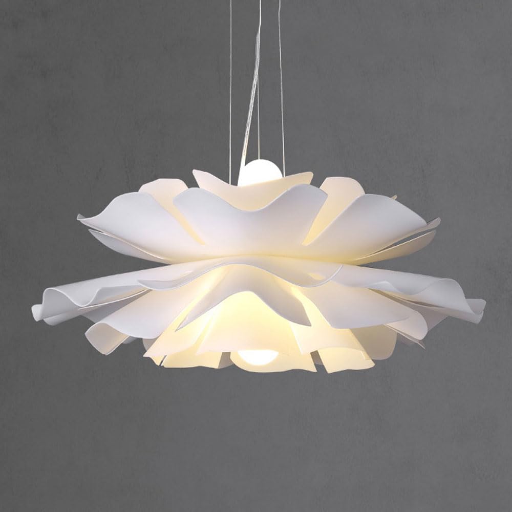 Lampada sospensione moderna in acrilico bianco Lampada a sospensione a fiori creativi Lampadario per camera da letto nordico Illuminazione a sospensione regolabile in altezza Lampada decorativ