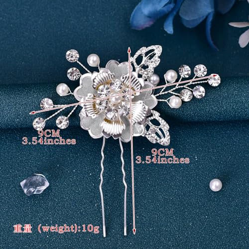 Épingles à cheveux fleur strass et perles HONGMEI pour femmes - 6