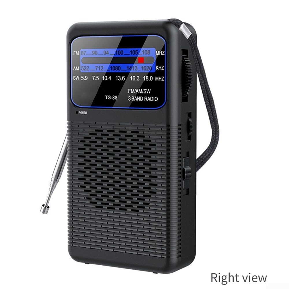 Portable AM FM SW Radio Compact Lightweight Pocket Transistor Receiver with 3W Speaker and Clear Sound Output Battery Powered ABS for Travel Outdoor Entertainment Home Use
