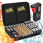 Battery Storage Organiser, ENSOBO Battery Storage Box Hard Case Holds 148 various types of Batteries (AA AAA C D 9V), Waterproof Fireproof Battery Organizer with Tester (Not Includes Batteries)