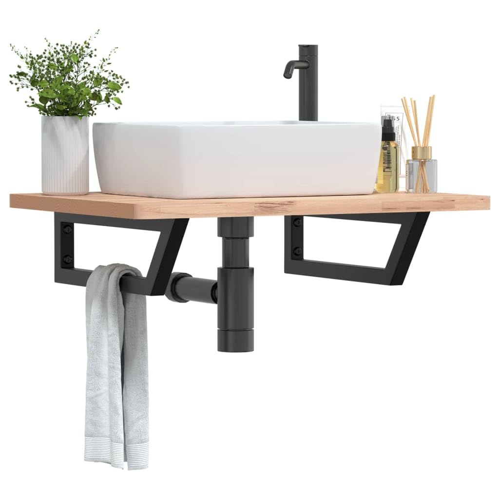 Soportes para lavabo (2 unidades, acero trapezoidal, montaje en pared y mesa, 15 x 40 cm, tubo de 3 x 3 cm, soporta hasta 100 kg)