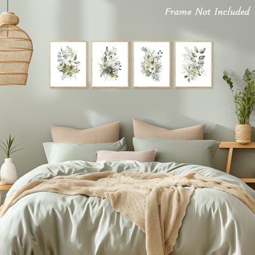 Dazzlewall 4pcs Botanical Wall Art Prints, Boho Sage Green Leaves Watercolour Artwork Print, Minimalist Wall Decor for Bedroom Living Room Bathroom, 8x10 in Unframed - Cosy Home Interiors Dazzlewall 4pcs Botanical Wall Art Prints, Boho Sage Green Leaves Watercolour Artwork Print, Minimalist Wall Decor for Bedroom Living Room Bathroom, 8x10 in Unframed - Image 2